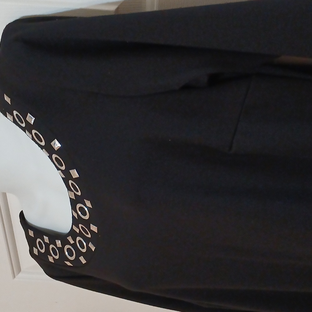 LBD Roulette Blk/Slvr Metal Trim Dress